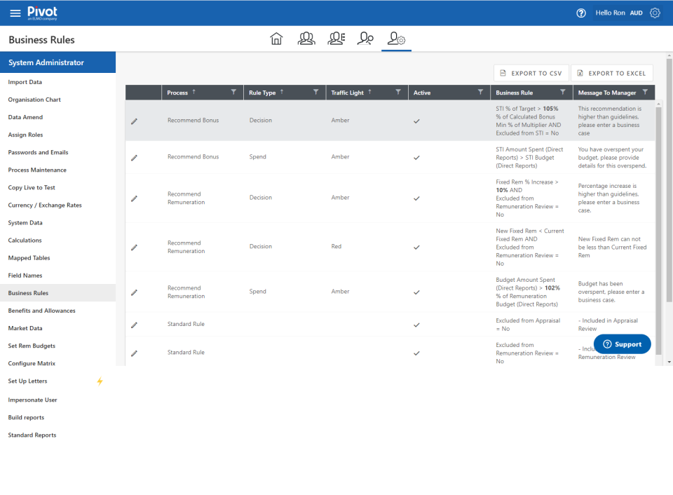 screenshot of Remuneration Ally